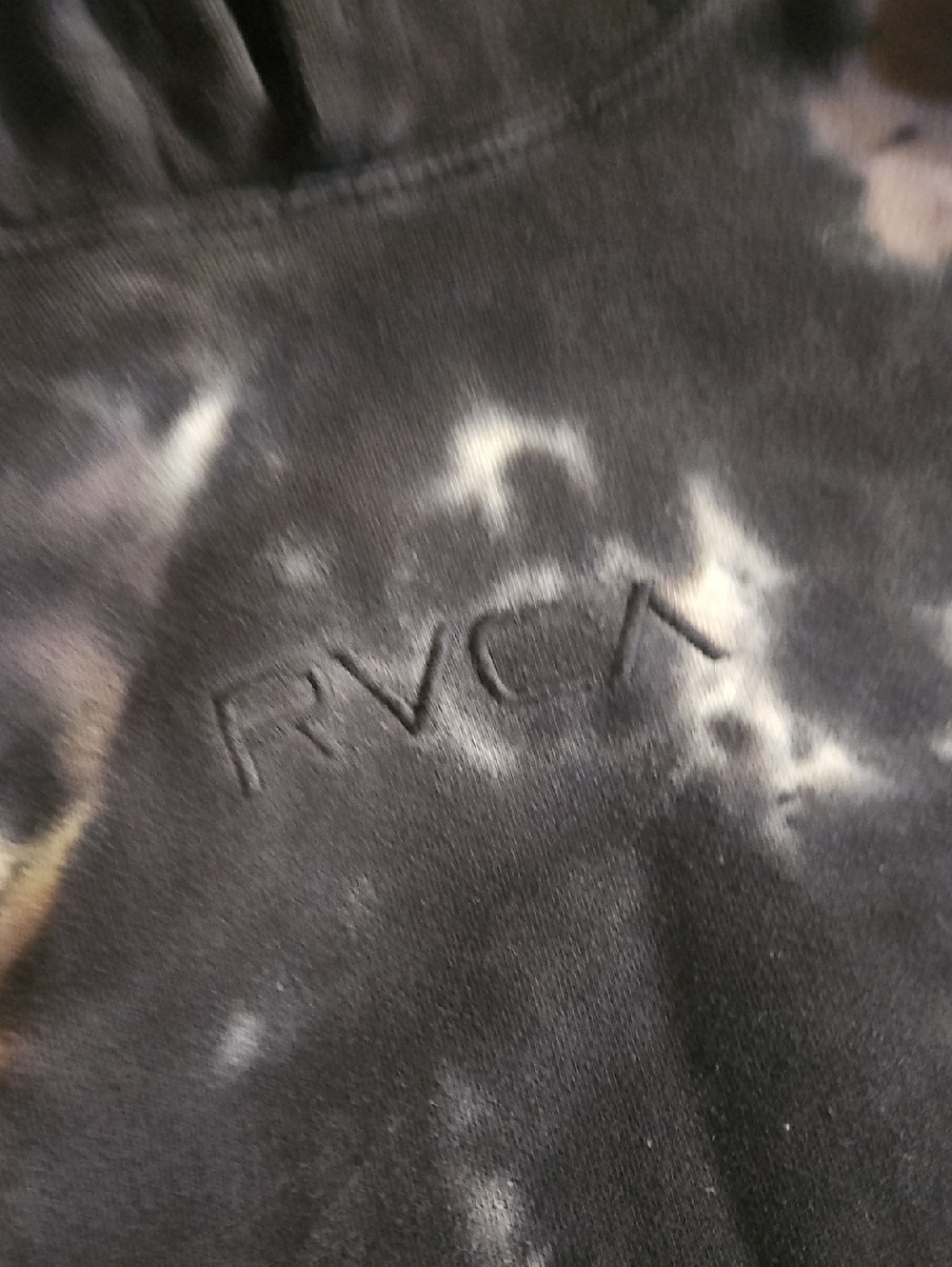 RVCA Black Gray Bleached Tie-Dye Embroidered Logo Hoodie Small